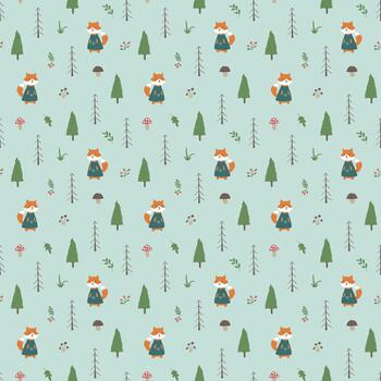 repitiendo bosque modelo con linda zorro caracteres vector