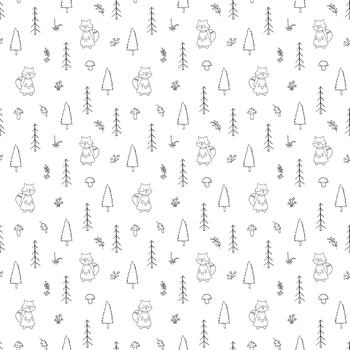 adorable repitiendo antecedentes con bosque zorros vector