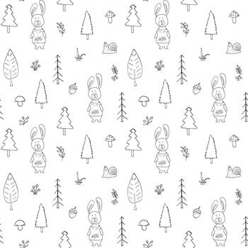 repitiendo modelo de adorable bosque Conejo caracteres vector