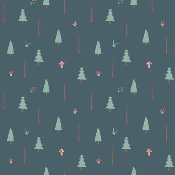Adorable trees in a repeating forest background vector