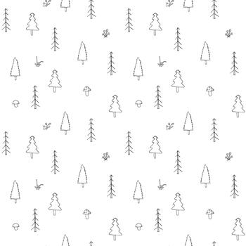 Adorable forest botanicals in a repeating pattern vector