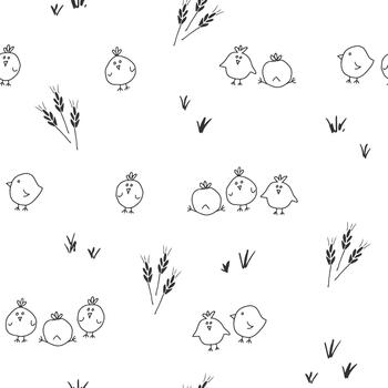 Silhouette chicken pattern for minimalist nursery design vector