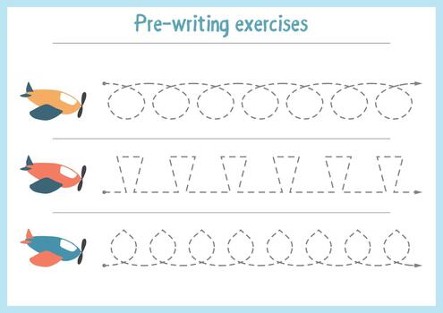 Aircraft path exercises for early handwriting skills vector