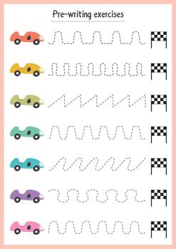 Transport path exercises for early writing skills vector