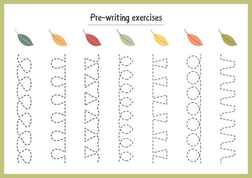 Tree outline practice for early handwriting skills vector
