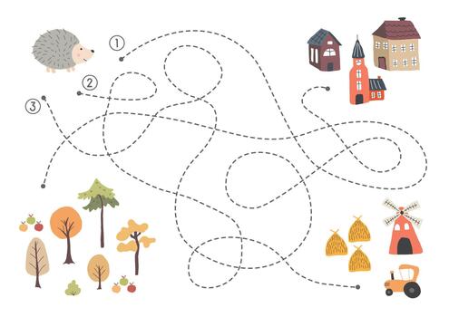 Animal path finding game for early problem solving vector