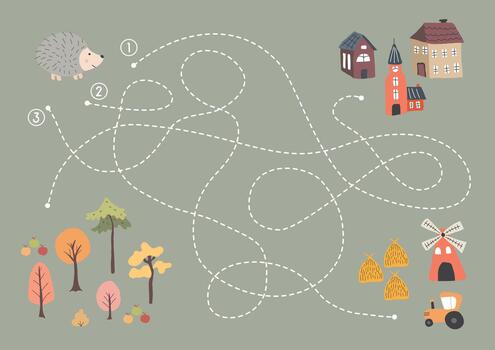 bosque criatura laberinto para desarrollando lógica habilidades vector