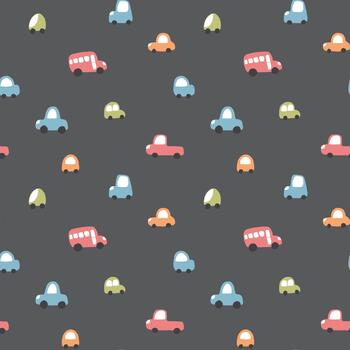 animado tráfico modelo con sonriente vehículos vector