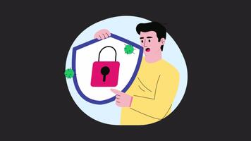 Digital Privacy and Cyber Security 2D Motion Graphics Animation Alpha channel video