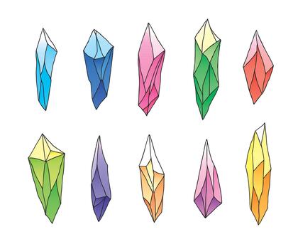 Crystal and gemstone assets for UI design vector