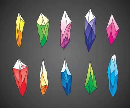 Set of crystal and mineral icons in format vector