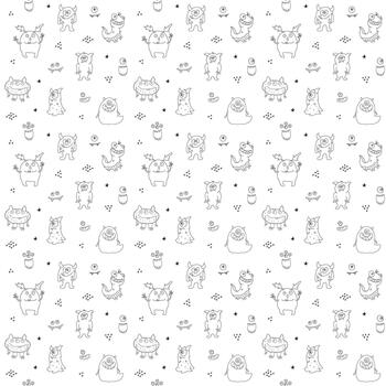 Happy creature repeating seamless pattern art vector