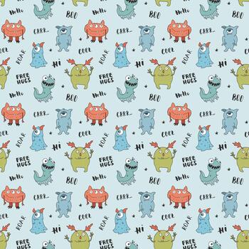 Cute devils and aliens pattern vector