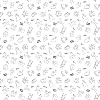 Goofy little beasts repeating background vector