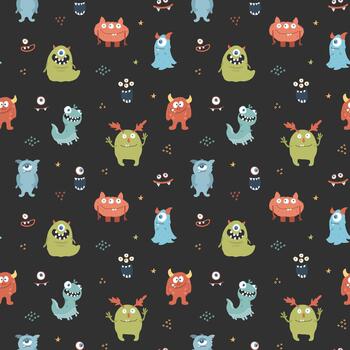 monstruo amigos repitiendo modelo diseño vector