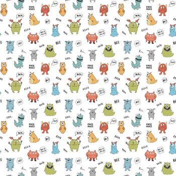 Happy creature repeating pattern vector