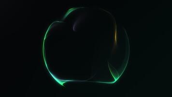 filmiska neon klot den där framträder från mörker, expanderar mjukt in i en lysande minimal energi sfär. trogen introduktionsstil animering med mjuk lutning ljus och fading slutet övergång. video