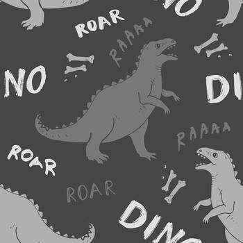 Playful T-Rex pattern in soft grey camo vector