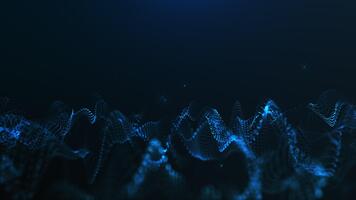 Blue cybernetic wave motion in 4K 60FPS seamless loop. Futuristic particle frequency surface animation for tech visuals, modern science and broadcast design. video