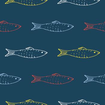 divertido y sencillo pescado garabatear repetir modelo vector