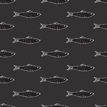 Fun Fish Pattern with Sketch-Like Lines vector