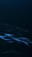 Seamless vertical technology waves motion for smartphone backgrounds, reels and digital UI visuals. Blue particle wave animation in hi-tech sci aesthetic. video