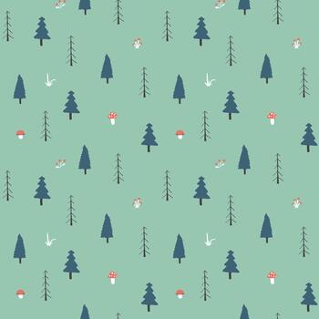 Seamless Forest Design with Botanical Elements vector