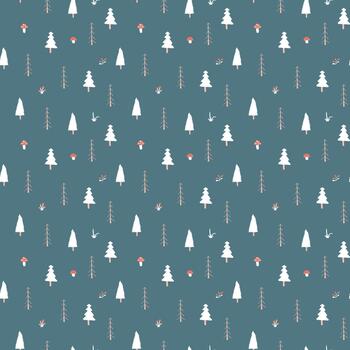 sin costura botánico diseño con caprichoso arboles vector