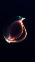 Vertical abstract orb with pink and green glowing curves flowing around smooth gradient edges, creating a soft neon energy motion. Clean seamless 4K loop. video