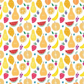 Whimsical Fruit Pattern with Natural Color Scheme vector
