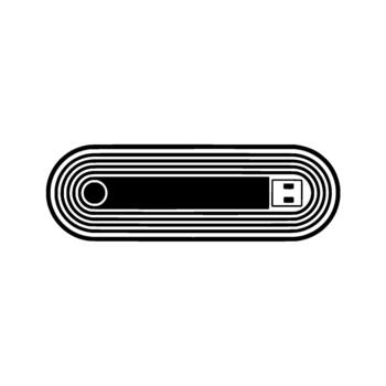 Abstract representation of a USB flash drive with concentric lines and a USB connector vector