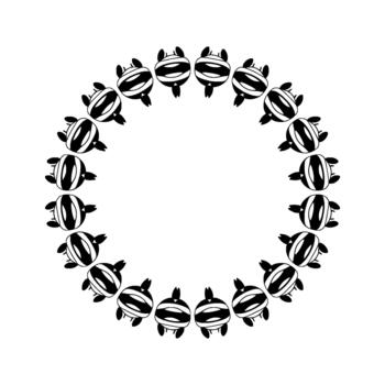 un circular decorativo frontera compuesto de estilizado tortugas arreglado en un repitiendo modelo vector