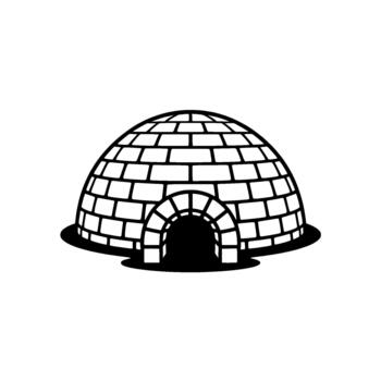 A stylized illustration of a traditional igloo structure constructed from snow blocks vector