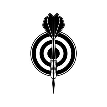 A stark illustration of a single dart perfectly aligned and centered vector