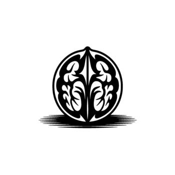 Stylized symmetrical illustration of a halved walnut with intricate organic leaflike patterns isolated vector