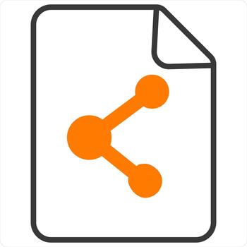 compartir documento y enviar icono concepto en naranja línea color vector