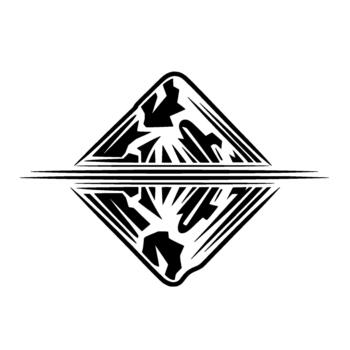 resumen geométrico simétrico diamante emblema con agudo angular formas y un horizontal línea divisor vector