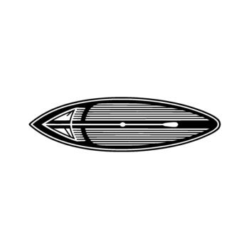 A stylized illustration of a surfboard with sharp lines and geometric details isolated vector