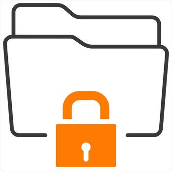Folder Security and Lock Icon Concept vector