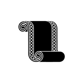 un minimalista representación de un histórico Desplazarse con decorativo volutas bordes y circular patrones aislado vector