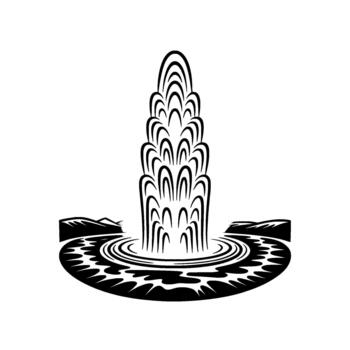 Stylized illustration of a powerful geyser erupting with dynamic water spray patterns vector