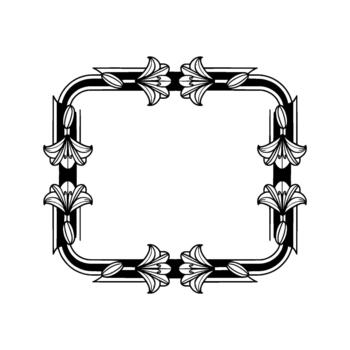 elegante Arte deco inspirado rectangular marco frontera adornado con estilizado lirio flores y decorativo líneas vector