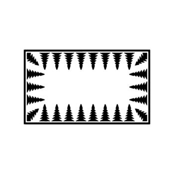 A simple rectangular frame composed of repeating evergreen tree silhouettes vector