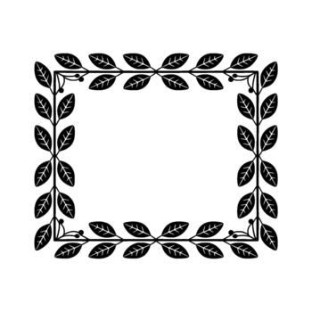 Elegant border featuring a symmetrical arrangement of stylized leaves and small berries forming a decorative square frame vector
