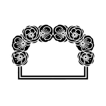 Elegant decorative frame featuring stylized floral elements arranged in an arch above a simple rectangular border vector