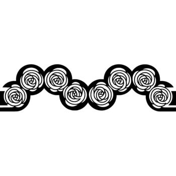 A repeating minimalist line art illustration of an endless border composed of stylized roses within circular frames vector