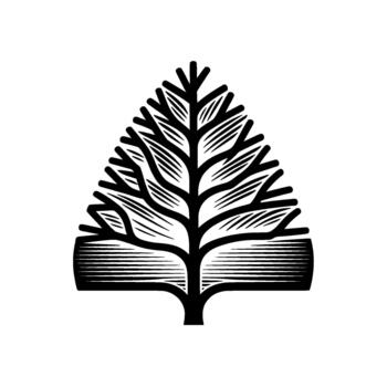 Stylized abstract illustration of a stylized tree with bold lines and detailed shading vector