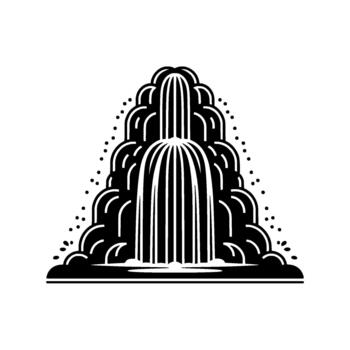 A striking illustration of a stylized cascading water fountain with dynamic lines and small circular water splashes vector