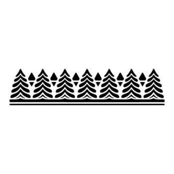 A repetitive decorative border featuring a stylized row of Christmas trees and triangular accents vector