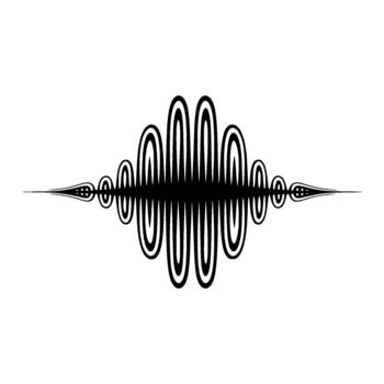 Minimalist abstract sound wave with symmetrical concentric oval shapes and sharp linear extensions vector